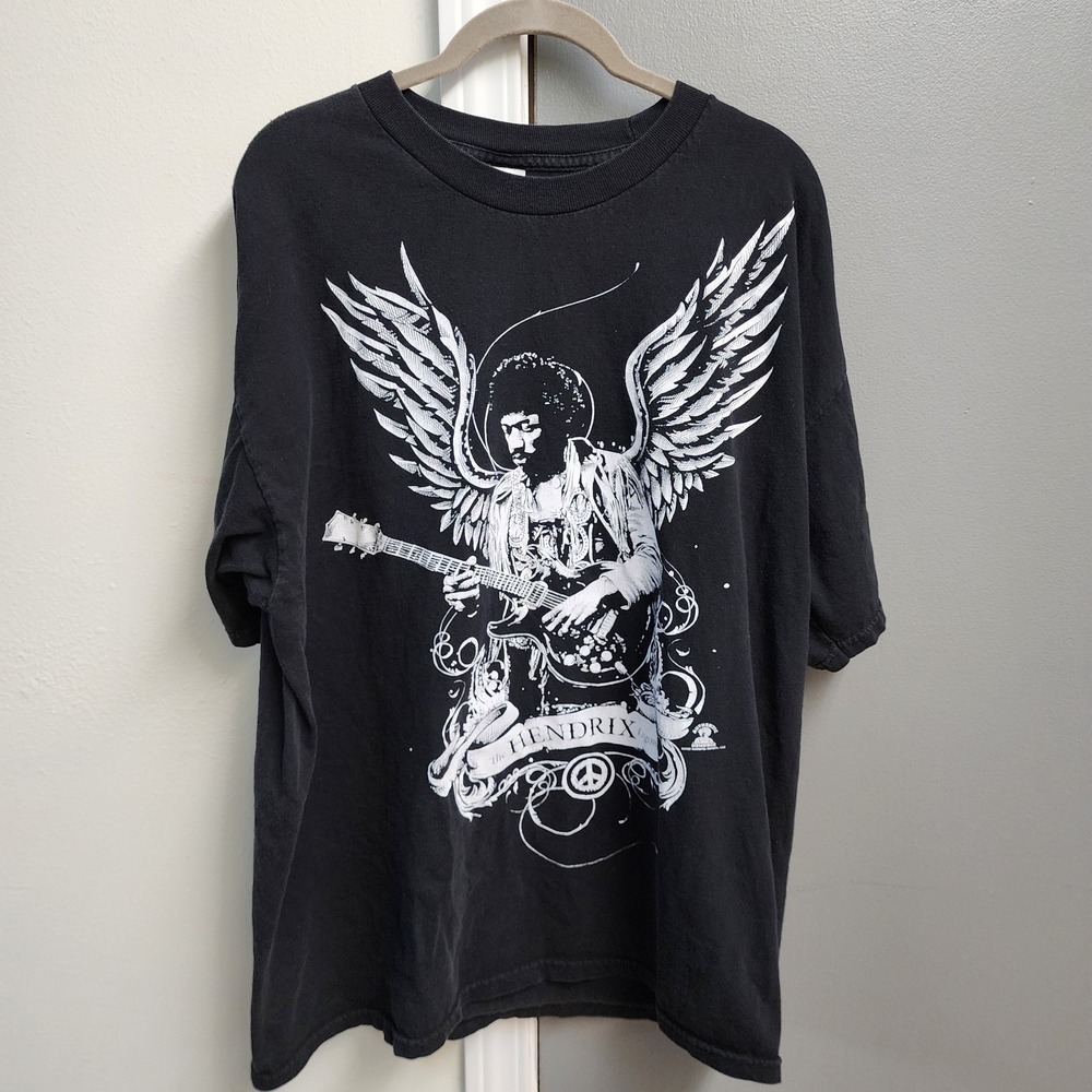 Jimi Hendrix Angel Wings Shirt 2007 Black Size XL Tennessee River Tag
